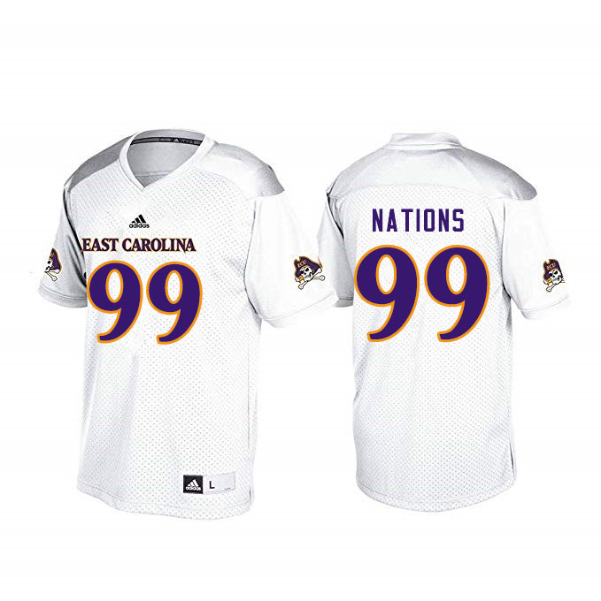 Men #99 Patrick Nations ECU Pirates College Football Jerseys Sale-White